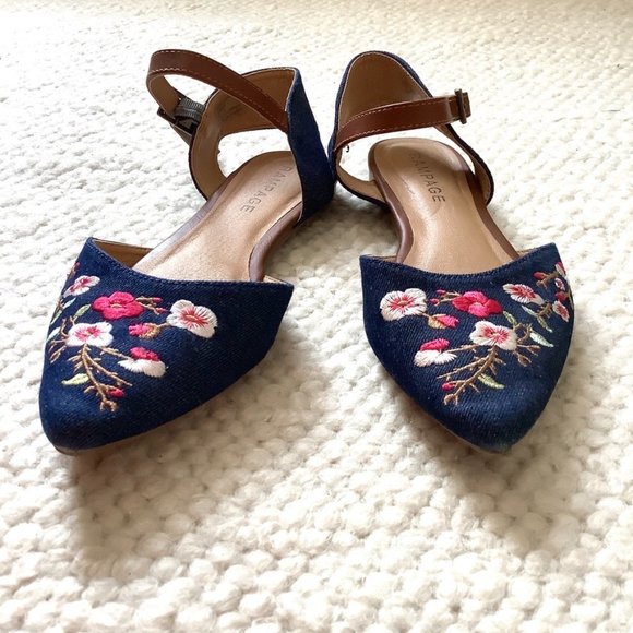Rampage corinna floral denim pointed sandal flats - Picture 3 of 10